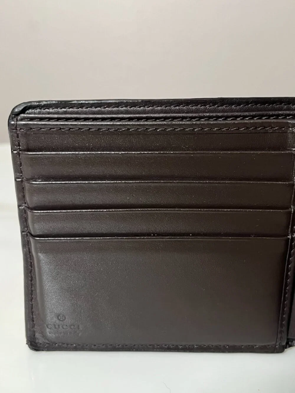 Gucci GG Supreme Web Stripe Bifold Leather Wallet Coin Pocket + Dust Bag